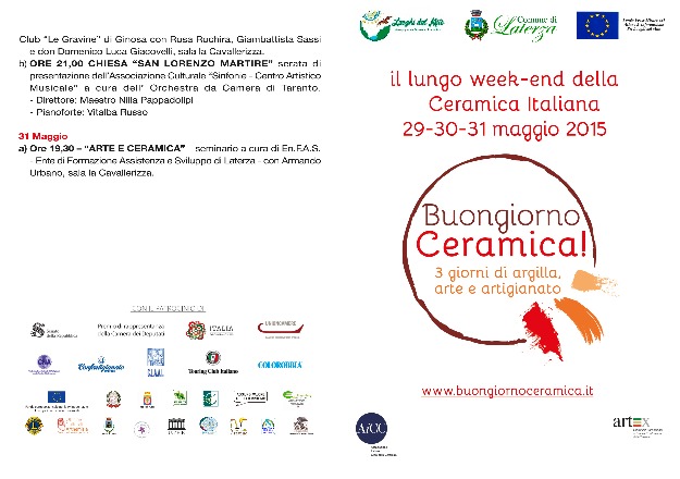 Laterza: "Buongiorno ceramica, un'esperienza multisensoriale sulla Maiolica Laertina"