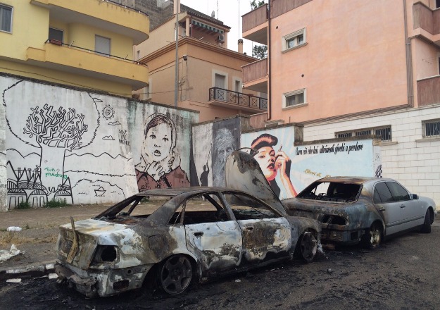 Ginoas. "incendio nella notte nei pressi di Parco Alfieri"